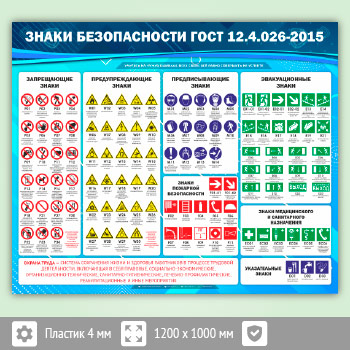 Стенд «Знаки безопасности ГОСТ 12.4.026-2015» (OT-09-ECONOMY2)