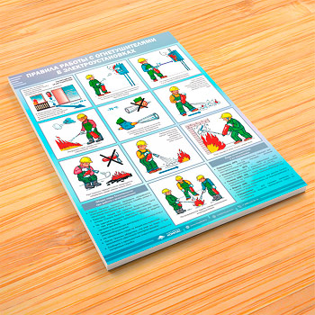 Плакат «Правила работы с огнетушителями в электроустановках» (М-147, 1 лист)